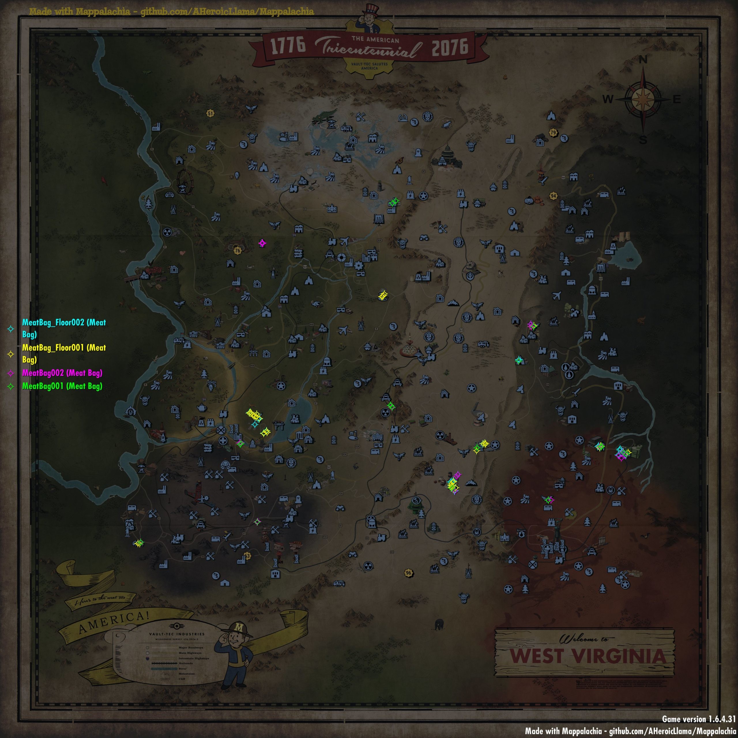 Exterior Meat Pile Locations in Fallout 76